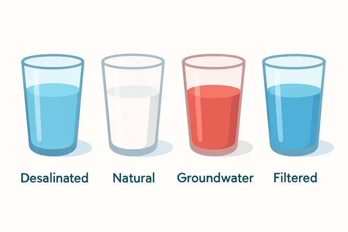 טבלת השוואה בין סוגי מים שונים