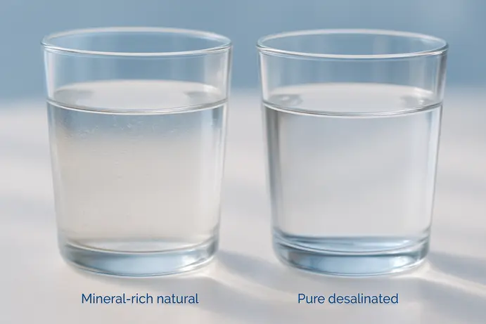 השוואת מינרלים בין מים מותפלים לטבעיים